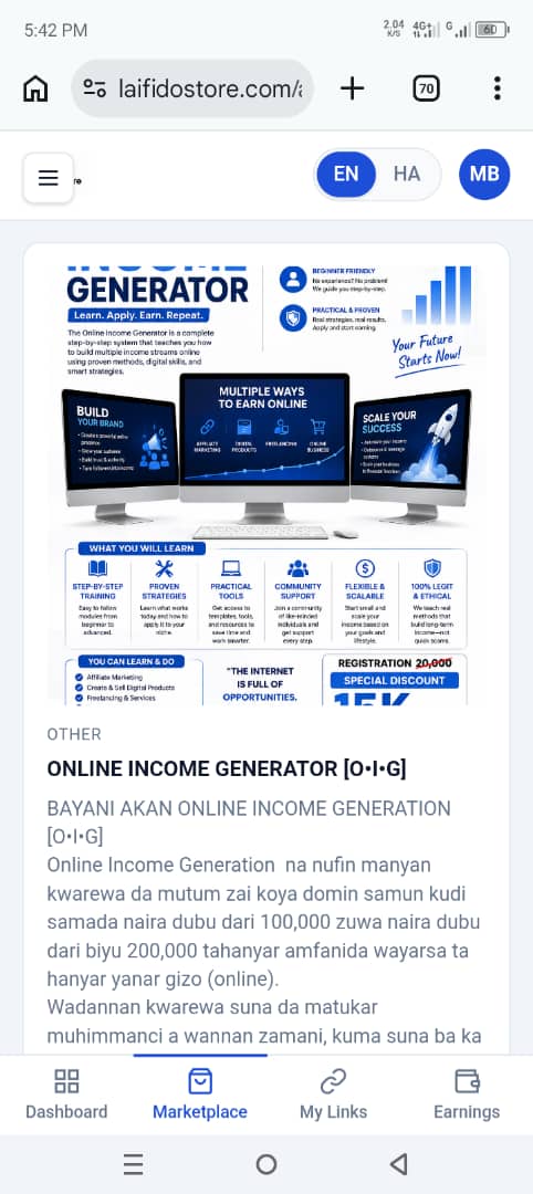 ONLINE INCOME GENERATOR (OIG)